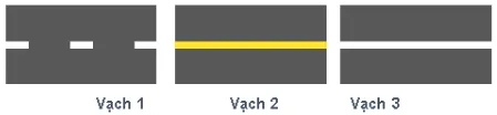 Vạch kẻ đường nào dưới đây là vạch phân chia hai chiều xe chạy (vạch tim đường), xe không được lấn làn, không được đè lên vạch?