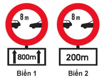 Biển nào báo hiệu chiều dài đoạn đường phải giữ cự ly tối thiểu giữa hai xe?