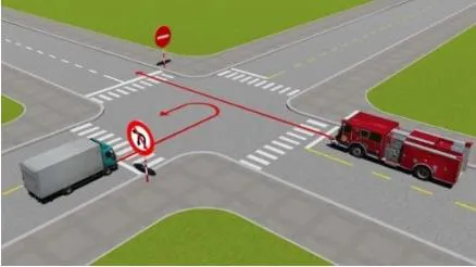 Đi theo hướng mũi tên, xe nào vi phạm quy tắc giao thông?