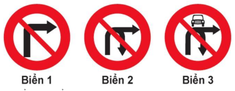Biển nào cấm các phương tiện rẽ phải?